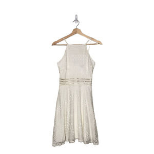 JODI Kritopher Dress White Lace Strappy Square Neck A Line Sheer Waist Juniors 3